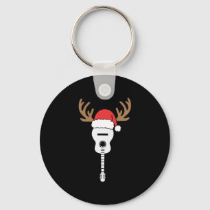 Porte-clés Noël de la guitare Santa Hat Reindeer