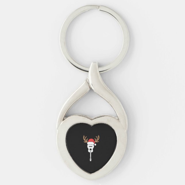 Porte-clés Noël de la guitare Santa Hat Reindeer (Devant)