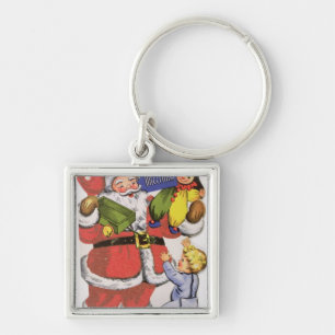 Porte-clés Noël de père, carte de Noël victorienne