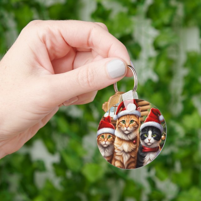 Porte-clés Noël des chatons mignons (main)