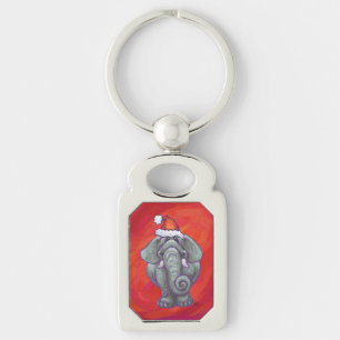 Porte-clés Noël des éléphants en rouge