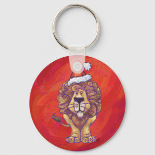 Porte-clés Noël du lion en rouge