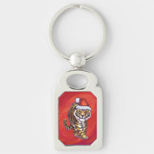 Porte-clés Noël du tigre en rouge