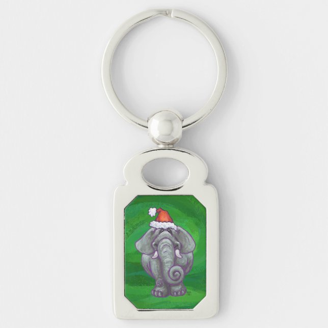 Porte-clés Noël Eléphant Sur Vert (Devant)