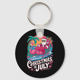 Porte-clés Noël en juillet Santa Flamingo Float Été Plage