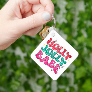 Porte-clés Noël Holly Jolly Babe Parties scintillant moderne