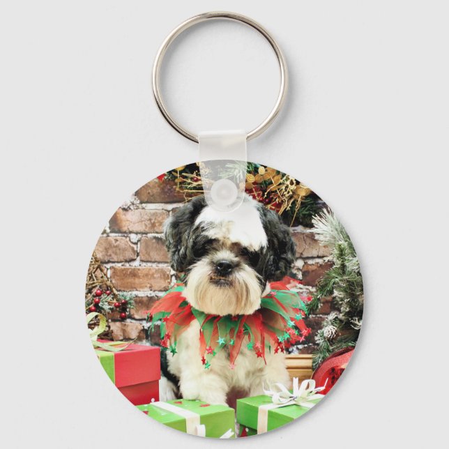 Porte-clés Noël - Lhassa Apso - Parker (Recto)