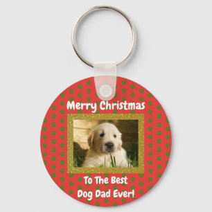 Porte-clés Noël Meilleur Chien Papa Jamais Pet Photo