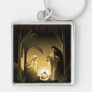 Porte-clés Noël Nativité Marie, Joseph et bébé Jésus