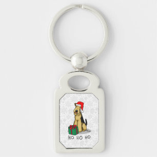 Porte-clés Noël Père Noël Airedale Terrier HO HO Cher