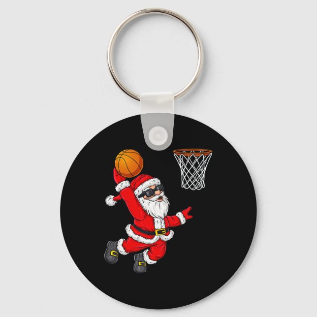 Porte-clés Noël Père Noël Dunking Un Basket Garçons Ki (Recto)