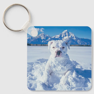 Porte-clés Noël Pitbull Chien Snowman