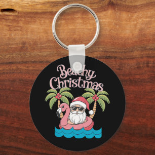 Porte-clés Noël Plage Tropicale Vacances Santa Plage 
