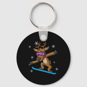 Porte-clés Noël Reindeer Snowboard Snowboard Snowbo
