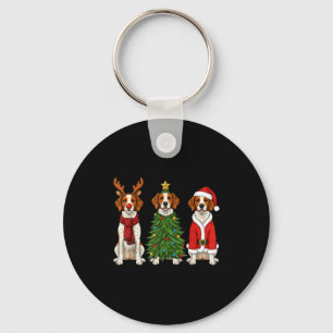 Porte-clés Noël Rétro Épagneul Breton Santa Renne Do