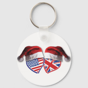 Porte-clés Noël Royaume-Uni USA Chauffages patriotiques