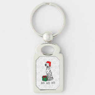 Porte-clés Noël Santa Hat Chien dalmate (noir 1) mignonne