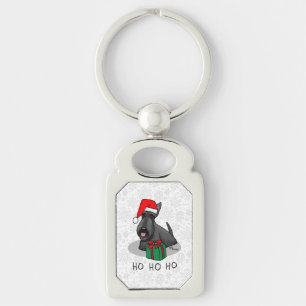 Porte-clés Noël Santa Hat Scottish Terrier (noir) mignonne