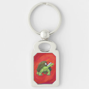 Porte-clés Noël Tortue Sur Rouge