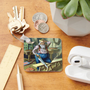 Porte-clés Noël Vintage, Jouets du bâtiment du Père Noël Vêtu