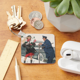 Porte-clés Noël Vintage, Shopping Présente Policeman