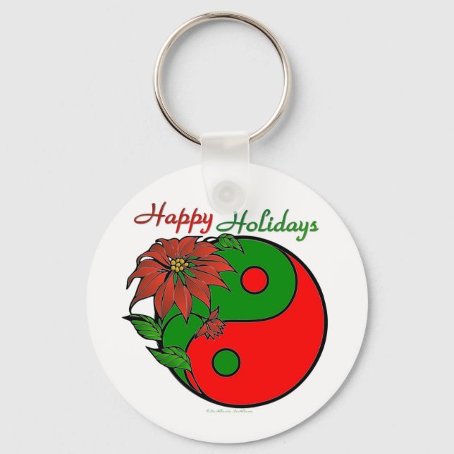 Porte-clés Noël Yin Yang Poinsettia (Recto)
