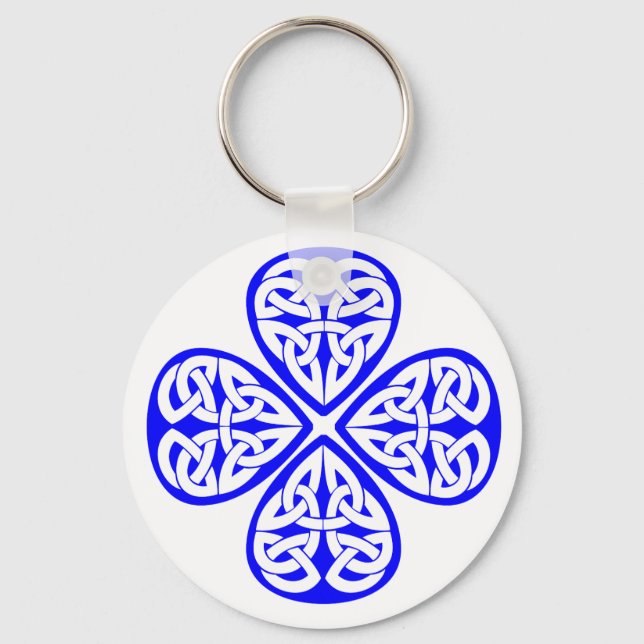 Porte-clés noeud céleste shamrock bleu (Recto)