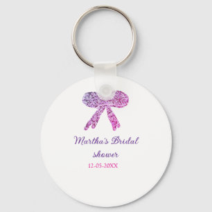 Porte-clés Nœud rose violet scintillement paillettes mariage