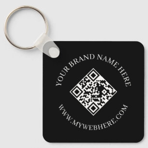 Porte-clés noir avec QR code double face et texte 