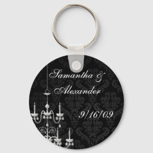 Porte-clés Noir avec Silhouette de lustre blanc
