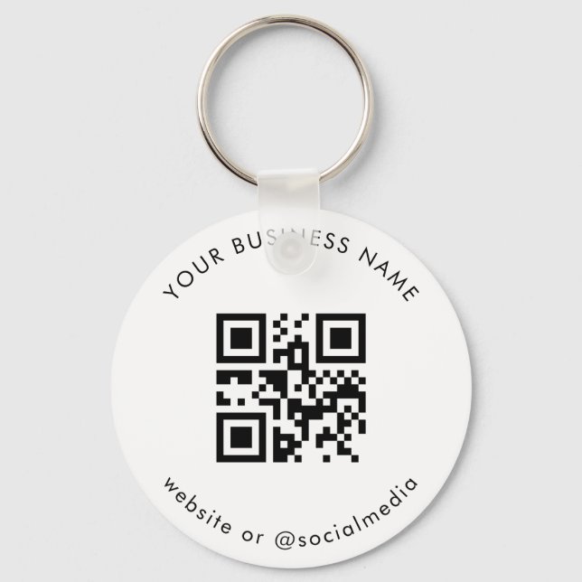 Porte-clés Noir Blanc Ajoutez Votre Analyse De Code Qr Profes (Recto)