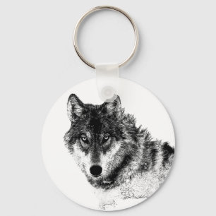 Porte-clés Noir Blanc Inspiration Wolf Eyes