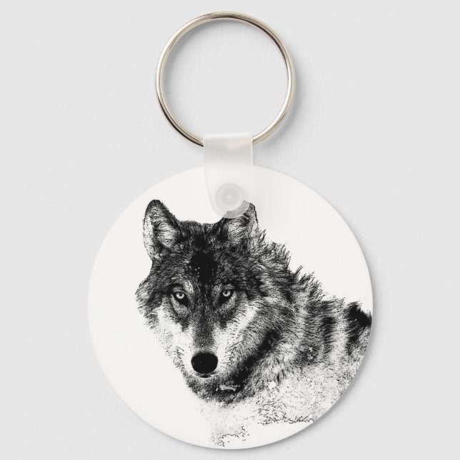 Porte-clés Noir Blanc Inspiration Wolf Eyes (Recto)