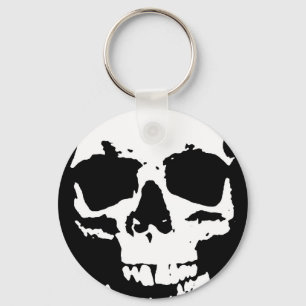 Porte-clés Noir & Blanc Pop Art Crâne Cool élégant