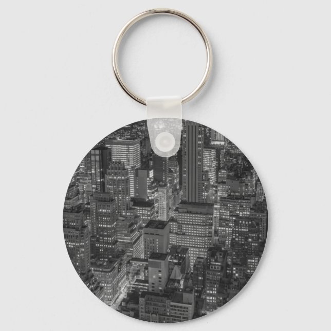 Porte-clés Noir blanc rouge New York City Skyline (Recto)