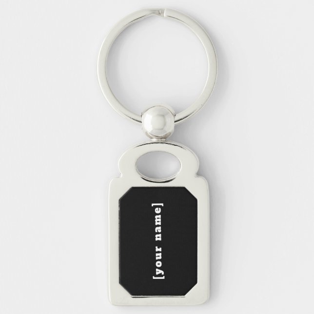 Porte-clés noir et blanc avec votre nom (Devant)
