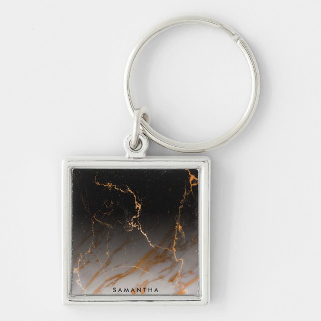 Porte-clés Noir et Marbre blanc (Devant)