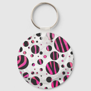 Porte-clés Noir et rose vif Piloka à pois zébré
