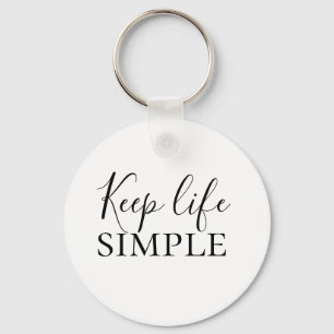 Porte-clés Noir moderne Conserver la vie Simple Citation
