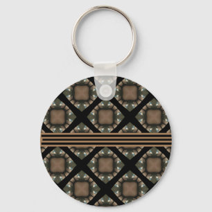 Porte-clés Noir & Or Moderne Motif de Monogramme classique