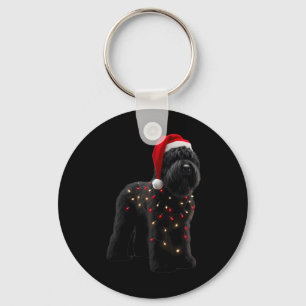 Porte-clés Noir russe Terrier Santa Hat lumières de Noël D