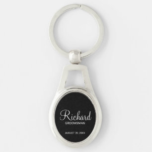 Porte-clés Noir Script Moderne Cuomsman Personnalisé