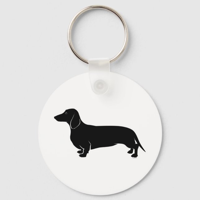 Porte-clés Noir sur blanc Dachsund (Recto)