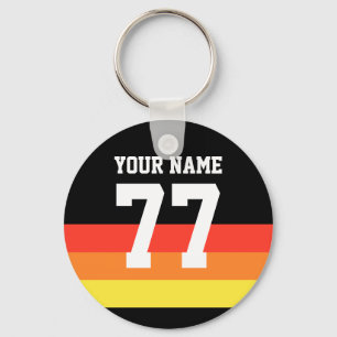 Porte-clés Nom 77 Sports Jersey Numéro Noir Jaune Rouge