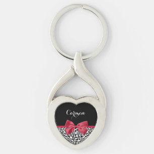 Porte-clés Nom à l'arc rouge léopard