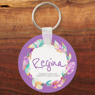Porte-clés Nom aquarelle Feather signifiant aqua Regina
