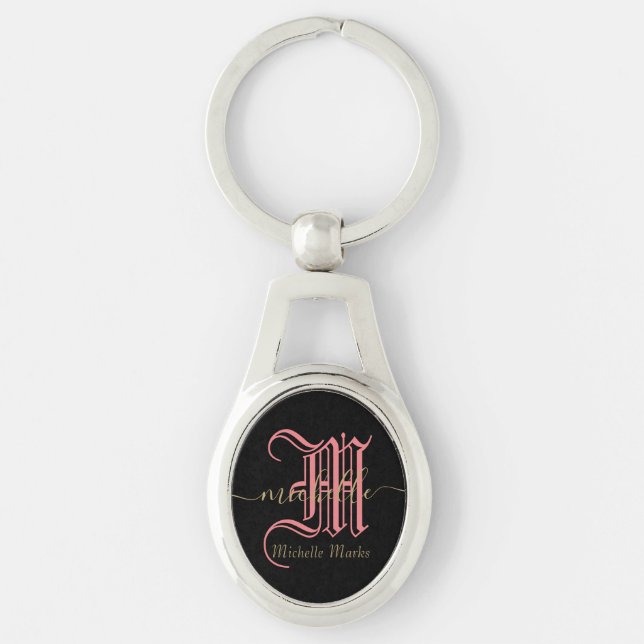 Porte-clés nom commercial personnalisé initial monogramme (Devant)