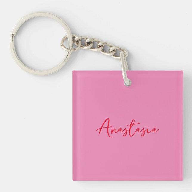 Porte-clés Nom de calligraphie professionnelle rose personnal (Devant)