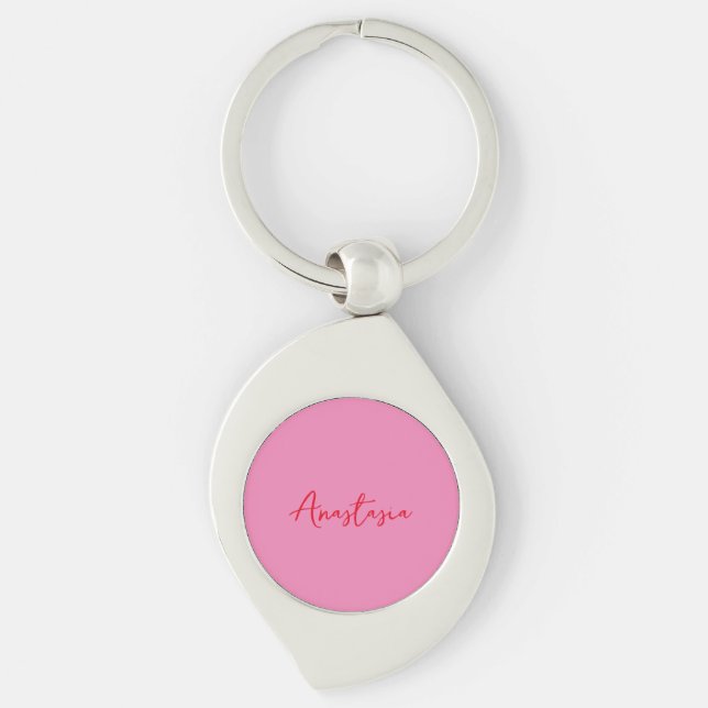 Porte-clés Nom de calligraphie professionnelle rose personnal (Devant)