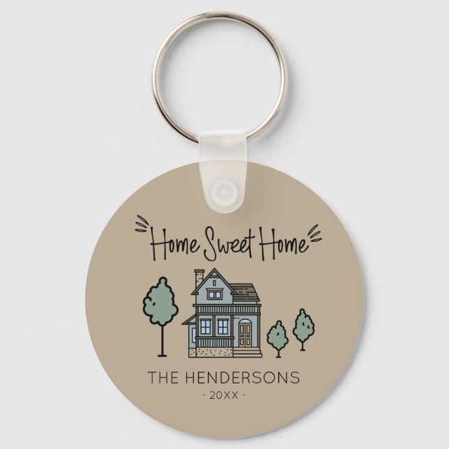Porte-clés Nom de famille Accueil Sweet Home (Recto)